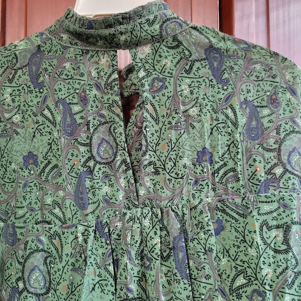 Lucky Brand Floral Paisley Print Bell Sleeve Fairy Victorian Style Blouse | XS - Picture 7 of 8